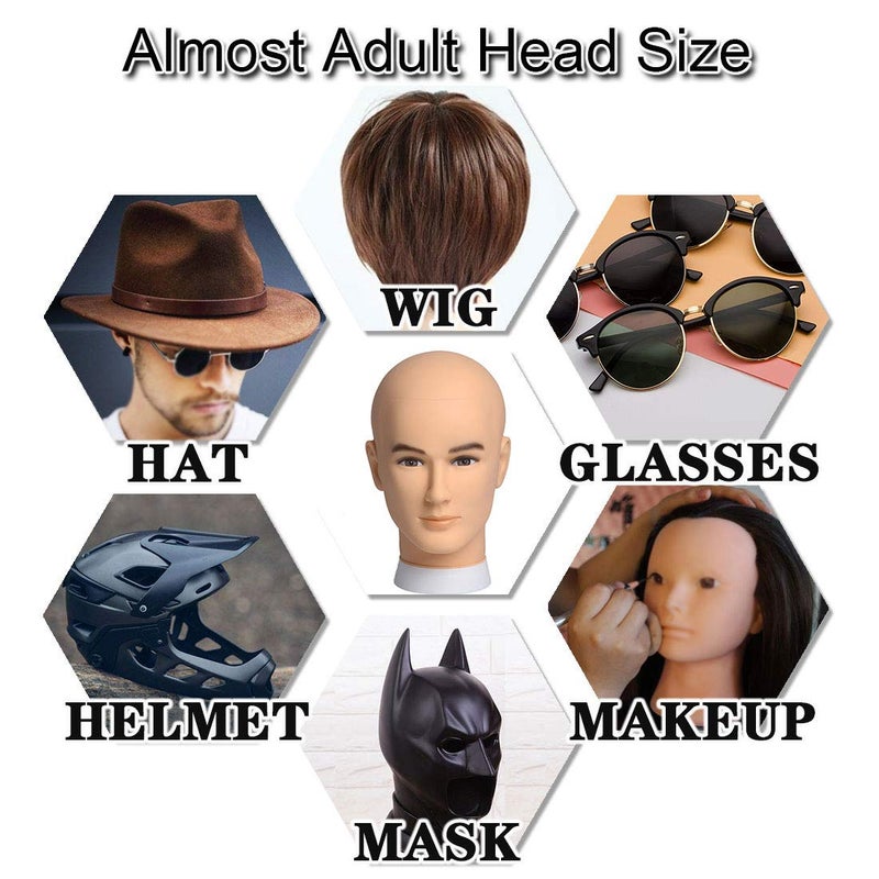 Newshair Bald Mannequin Head Male Wig Head Professional Cosmetology for Wig Making and Display Hat Helmet Glasses or Masks Display Head Model with Free Clamp Stand - Image 2
